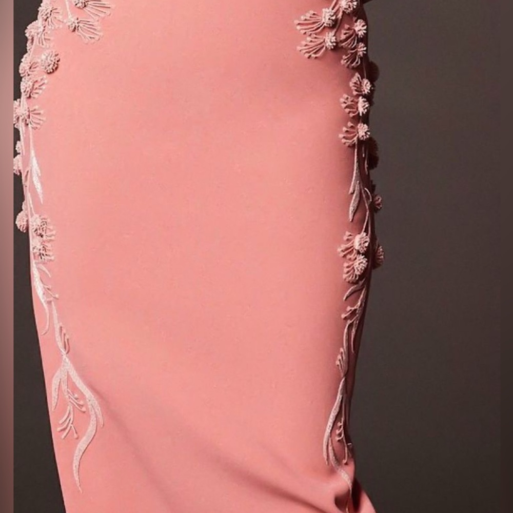 ZAC POSEN**Elegant Pink Gown with White Embroidery***US 12 $6995 NWT - Picture 7 of 7